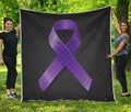 Purple All Cancer Awareness Ribbon Print Quilt