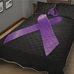 Purple All Cancer Awareness Ribbon Print Quilt Bed Set