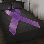 Purple All Cancer Awareness Ribbon Print Quilt Bed Set