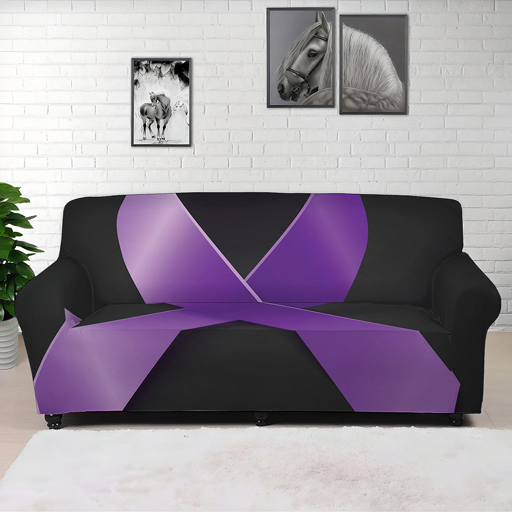 Purple All Cancer Awareness Ribbon Print Sofa Cover