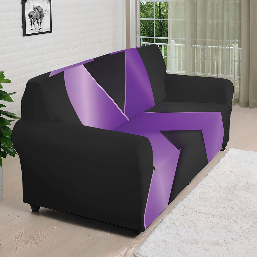 Purple All Cancer Awareness Ribbon Print Sofa Cover