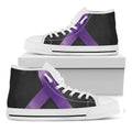Purple All Cancer Awareness Ribbon Print White High Top Sneakers