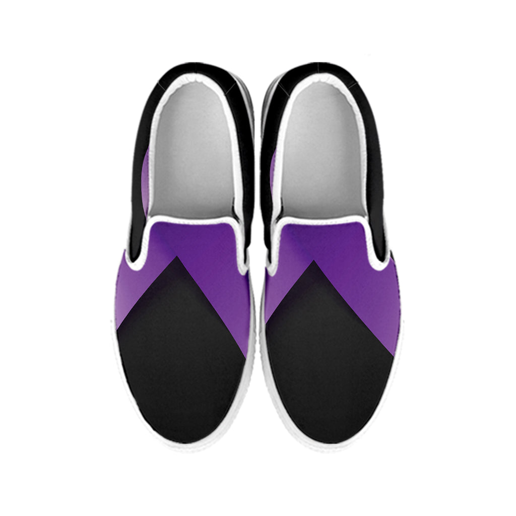 Purple All Cancer Awareness Ribbon Print White Slip On Shoes