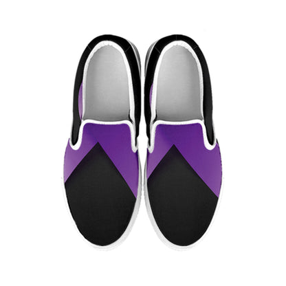 Purple All Cancer Awareness Ribbon Print White Slip On Shoes