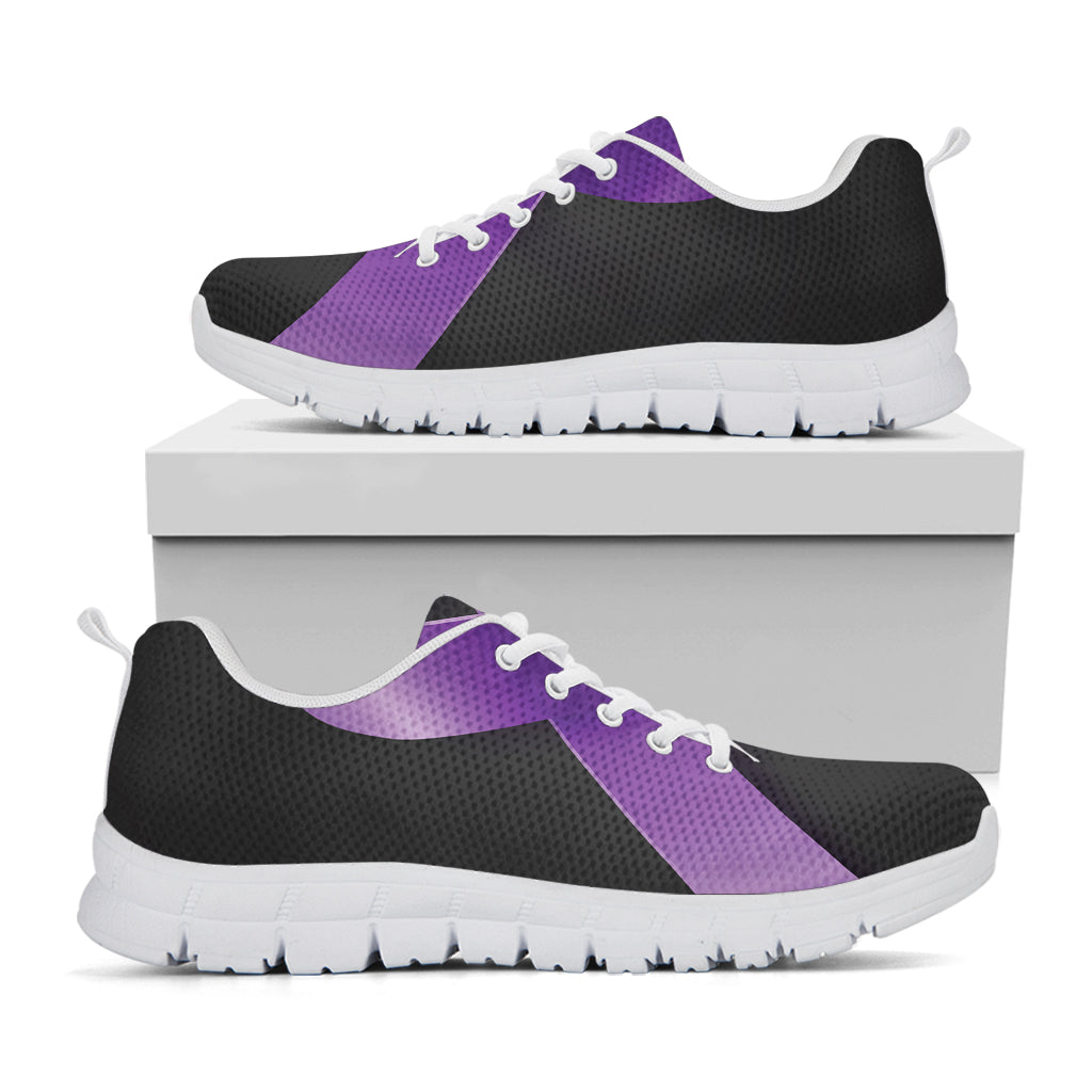 Purple All Cancer Awareness Ribbon Print White Sneakers