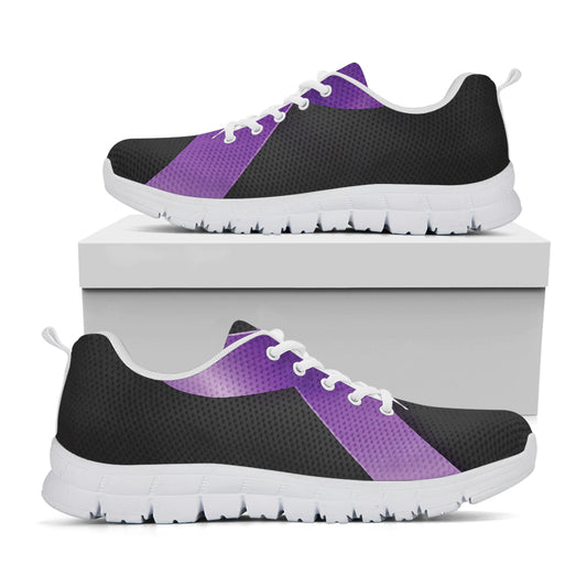 Purple All Cancer Awareness Ribbon Print White Sneakers