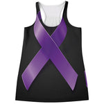 Purple All Cancer Awareness Ribbon Print Women's Racerback Tank Top