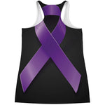 Purple All Cancer Awareness Ribbon Print Women's Racerback Tank Top