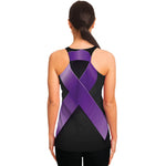 Purple All Cancer Awareness Ribbon Print Women's Racerback Tank Top
