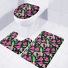 Purple Alstroemeria Pattern Print 3 Piece Bath Mat Set