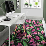 Purple Alstroemeria Pattern Print Area Rug