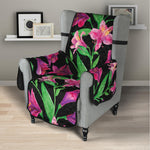 Purple Alstroemeria Pattern Print Armchair Protector