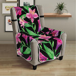 Purple Alstroemeria Pattern Print Armchair Protector