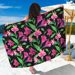 Purple Alstroemeria Pattern Print Beach Sarong Wrap
