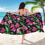 Purple Alstroemeria Pattern Print Beach Sarong Wrap