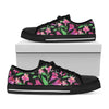 Purple Alstroemeria Pattern Print Black Low Top Shoes