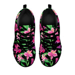 Purple Alstroemeria Pattern Print Black Sneakers