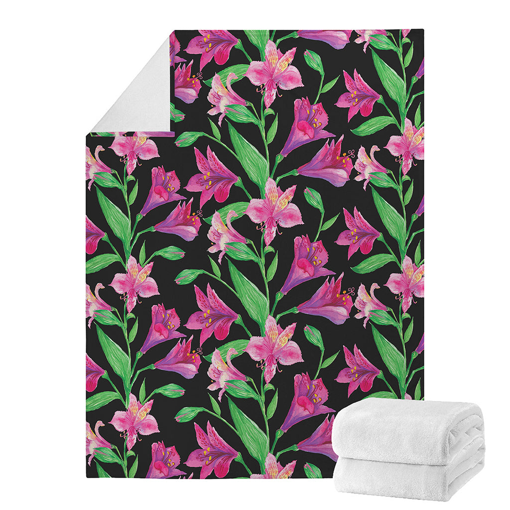 Purple Alstroemeria Pattern Print Blanket