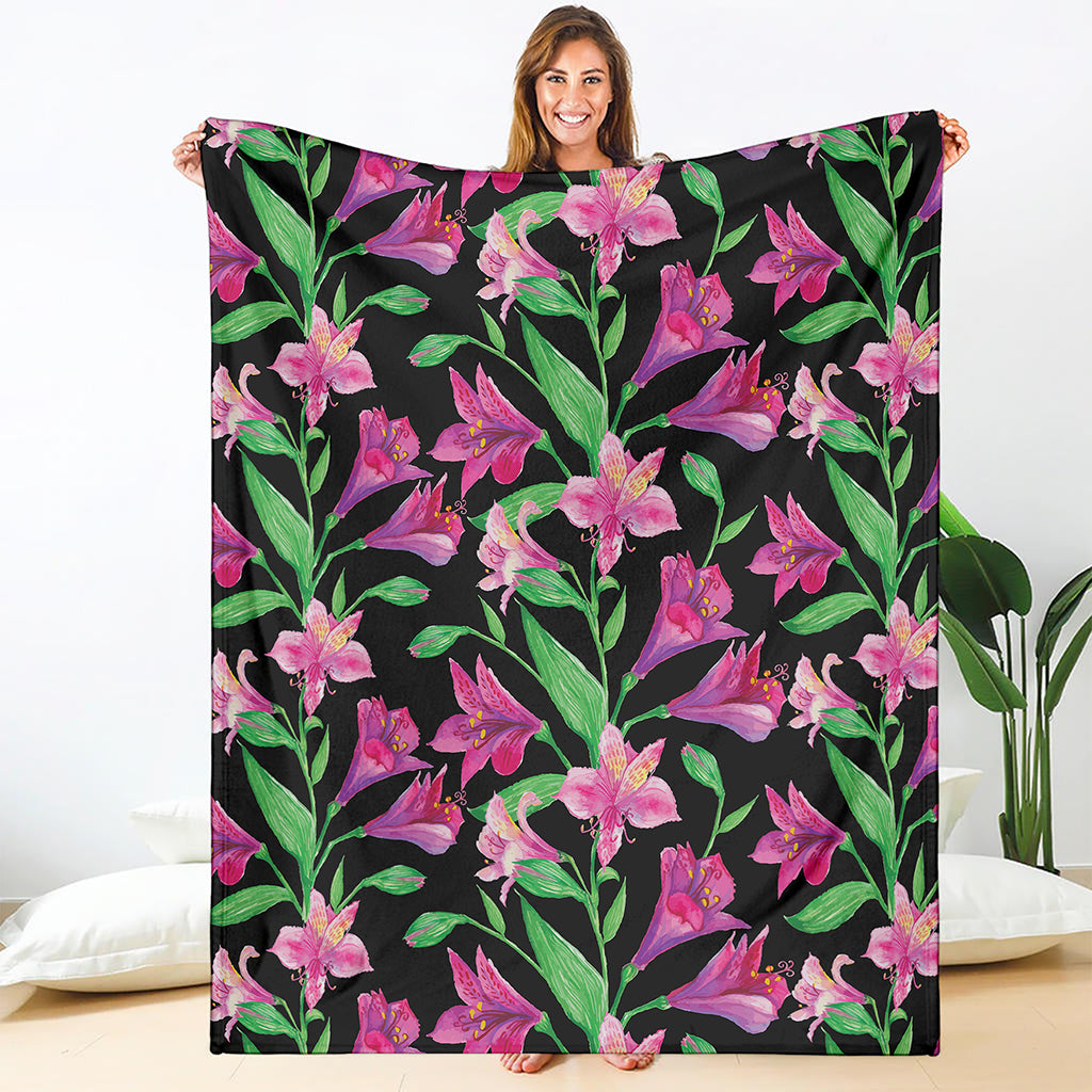 Purple Alstroemeria Pattern Print Blanket