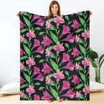 Purple Alstroemeria Pattern Print Blanket