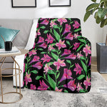 Purple Alstroemeria Pattern Print Blanket