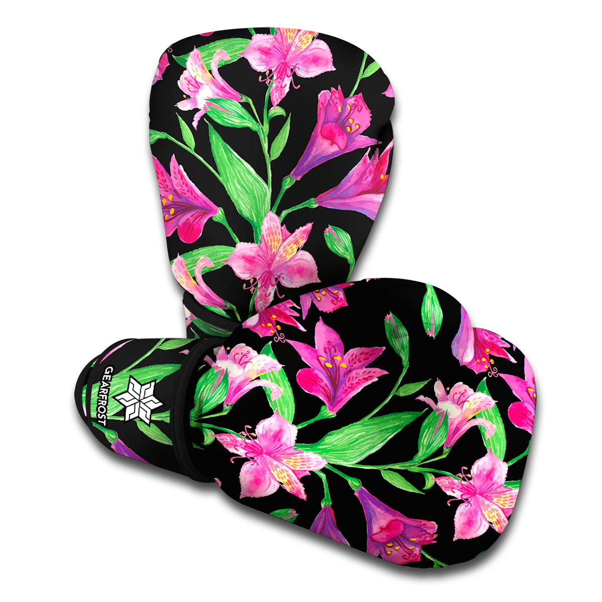 Purple Alstroemeria Pattern Print Boxing Gloves