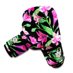 Purple Alstroemeria Pattern Print Boxing Gloves