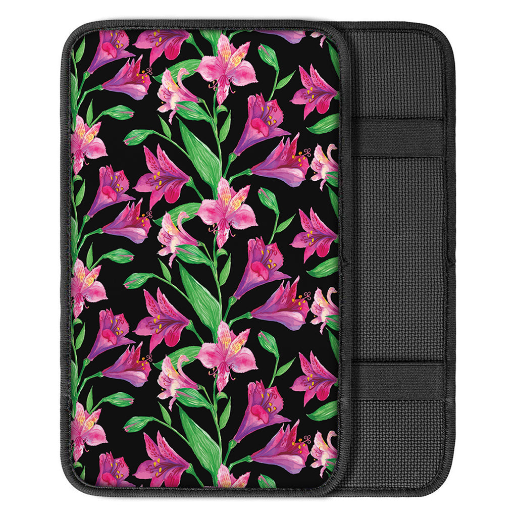 Purple Alstroemeria Pattern Print Car Center Console Cover