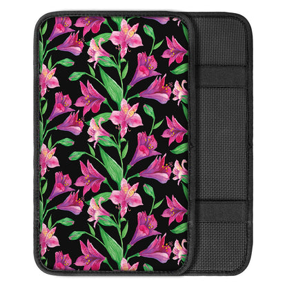 Purple Alstroemeria Pattern Print Car Center Console Cover