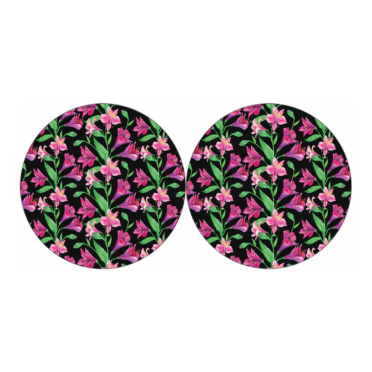 Purple Alstroemeria Pattern Print Car Coasters