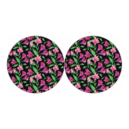 Purple Alstroemeria Pattern Print Car Coasters