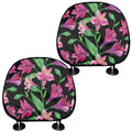Purple Alstroemeria Pattern Print Car Headrest Covers