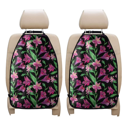 Purple Alstroemeria Pattern Print Car Seat Organizers