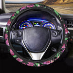 Purple Alstroemeria Pattern Print Car Steering Wheel Cover