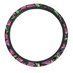 Purple Alstroemeria Pattern Print Car Steering Wheel Cover