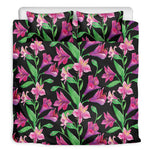 Purple Alstroemeria Pattern Print Duvet Cover Bedding Set