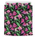 Purple Alstroemeria Pattern Print Duvet Cover Bedding Set