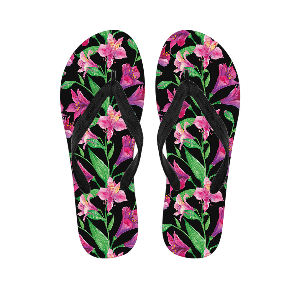 Purple Alstroemeria Pattern Print Flip Flops