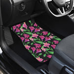 Purple Alstroemeria Pattern Print Front and Back Car Floor Mats