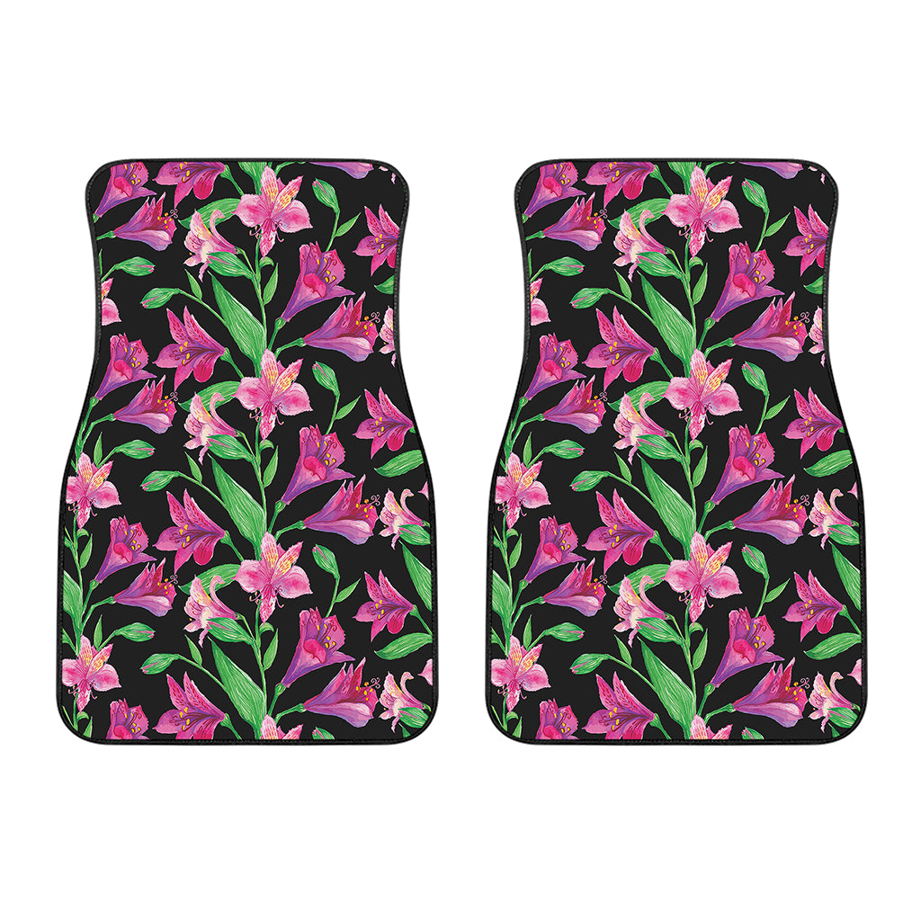 Purple Alstroemeria Pattern Print Front Car Floor Mats