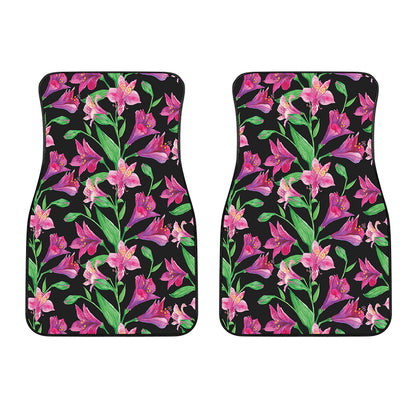 Purple Alstroemeria Pattern Print Front Car Floor Mats