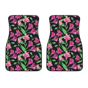 Purple Alstroemeria Pattern Print Front Car Floor Mats