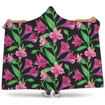 Purple Alstroemeria Pattern Print Hooded Blanket