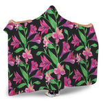 Purple Alstroemeria Pattern Print Hooded Blanket