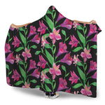 Purple Alstroemeria Pattern Print Hooded Blanket