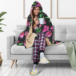 Purple Alstroemeria Pattern Print Hooded Blanket