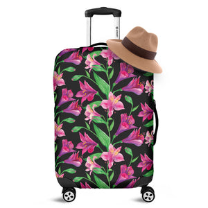 Purple Alstroemeria Pattern Print Luggage Cover