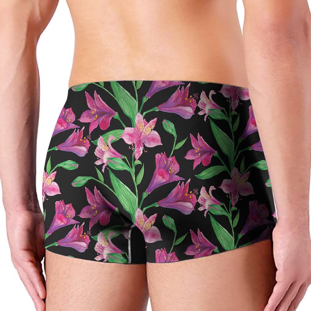 Purple Alstroemeria Pattern Print Men's Boxer Briefs