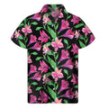 Purple Alstroemeria Pattern Print Men's Short Sleeve Shirt