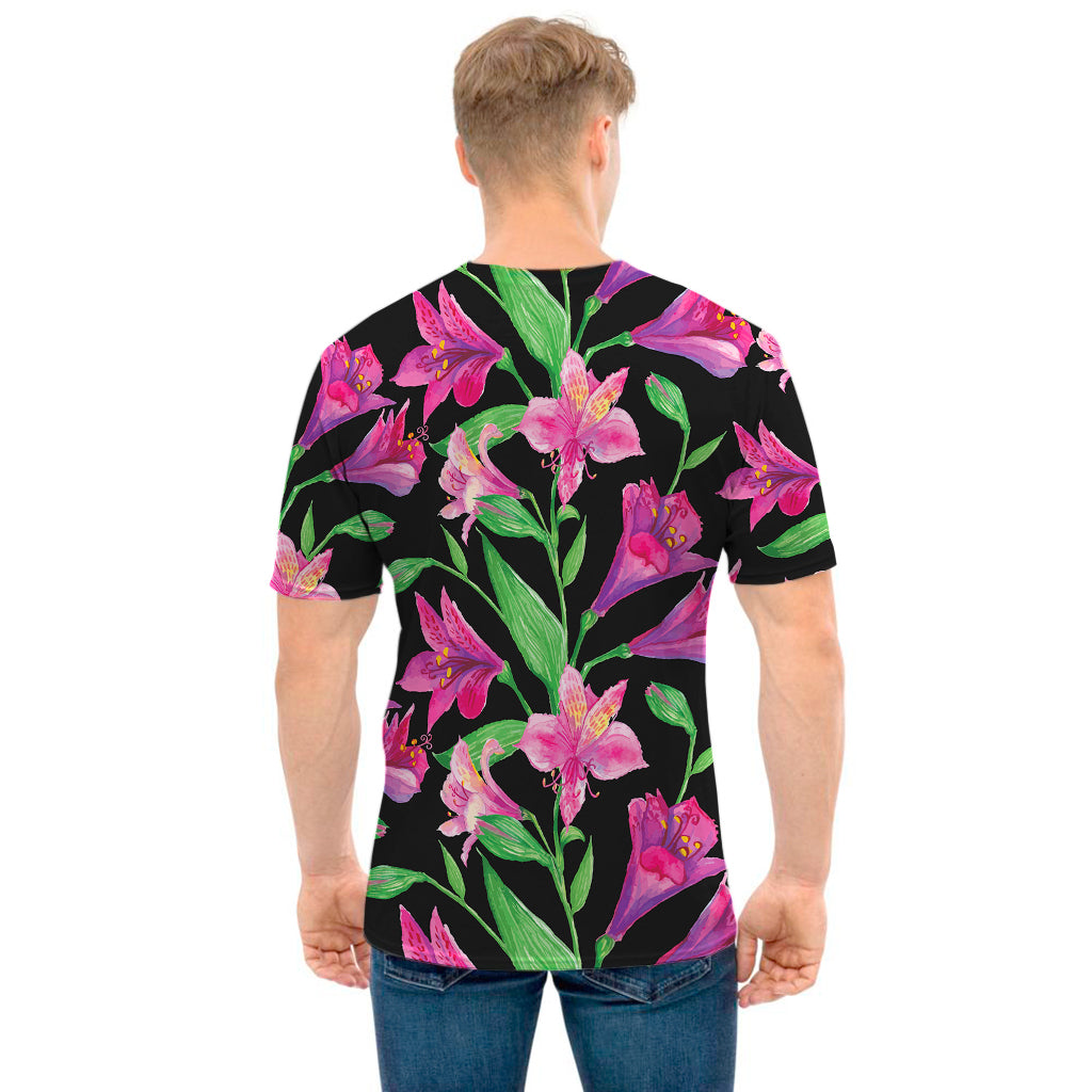 Purple Alstroemeria Pattern Print Men's T-Shirt